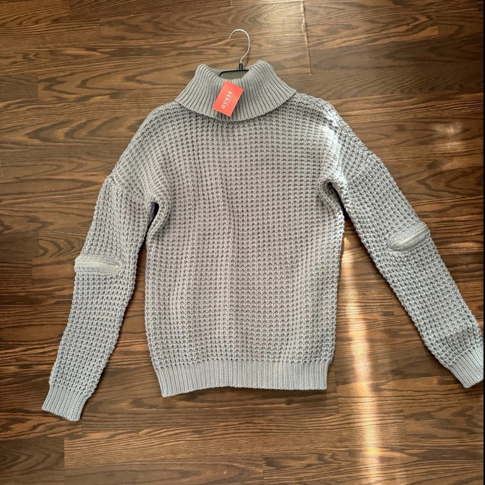 Guess Light Gray Dalida Chunky-Knit Turtleneck Sweater 🩶